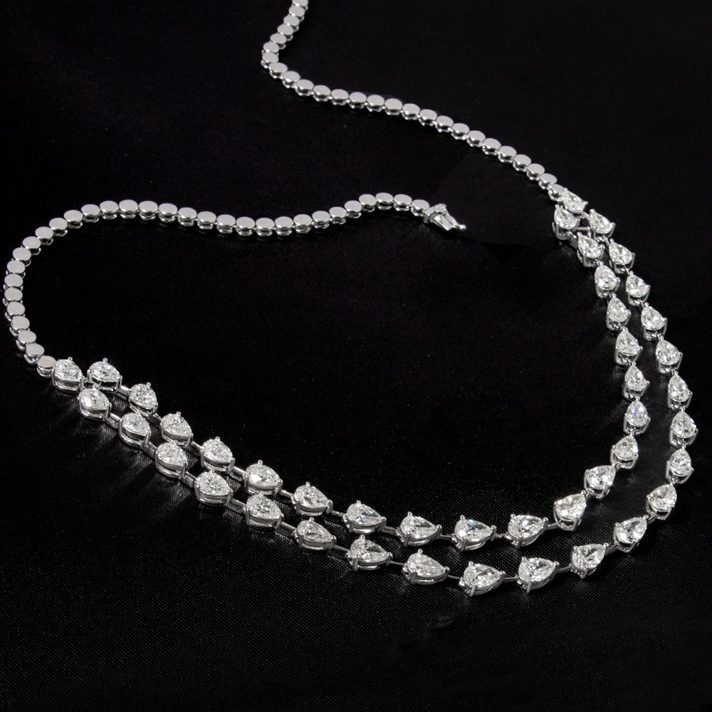 18K White Gold Diamond Necklace - 14.39ct VVS-VS-IJ