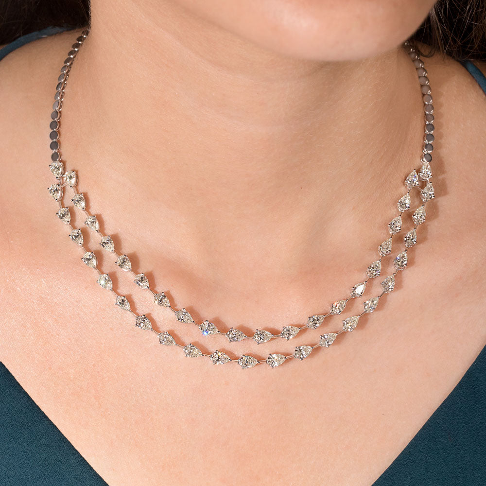 18K White Gold Diamond Necklace - 14.39ct VVS-VS-IJ