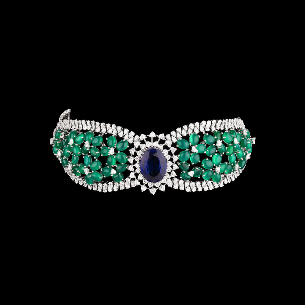 18K White Gold Diamond Necklace - 21.24ct VVS-EF with Colour Stones