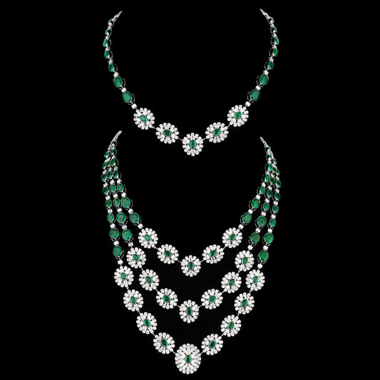 18K White Gold Diamond Necklace - 43.54ct VVS-EF with Colour Stones