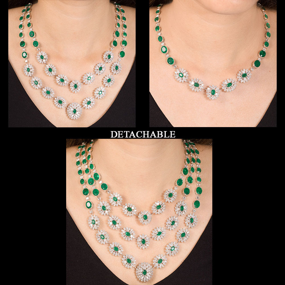 18K White Gold Diamond Necklace - 43.54ct VVS-EF with Colour Stones