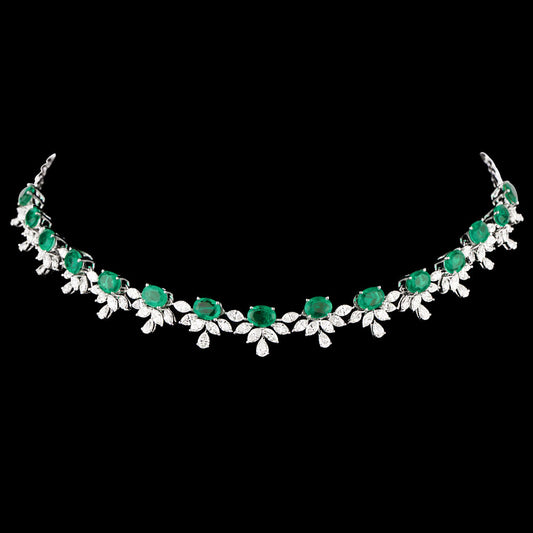 18K White Gold Diamond Necklace - 8.82ct VS-SI-IJ with Colour Stones
