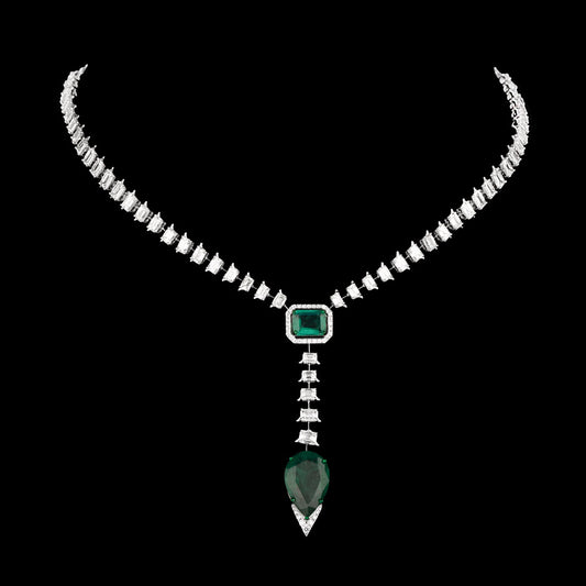 18K White Gold Diamond Necklace - 13.89ct VS-SI-IJ with Colour Stones