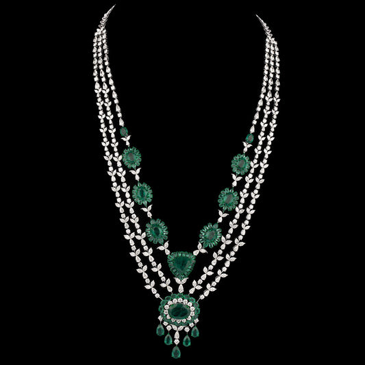 18K White Gold Diamond Necklace - 59.364ct VS-SI-IJ with Colour Stones