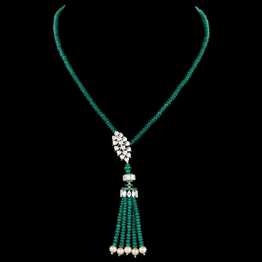 18K White Gold Diamond Necklace - 5.694ct VVS-VS-EF with Colour Stones