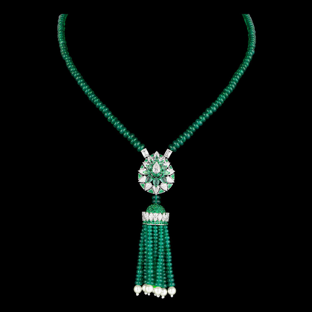 18K White Gold Diamond Necklace - 5.939ct VS-SI-HI with Colour Stones