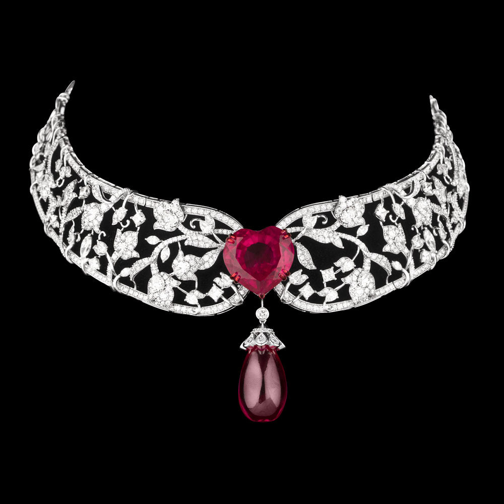 9K White Gold Diamond Necklace - 17.641ct VS-SI-JK with Colour Stones