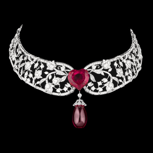 9K White Gold Diamond Necklace - 17.641ct VS-SI-JK with Colour Stones