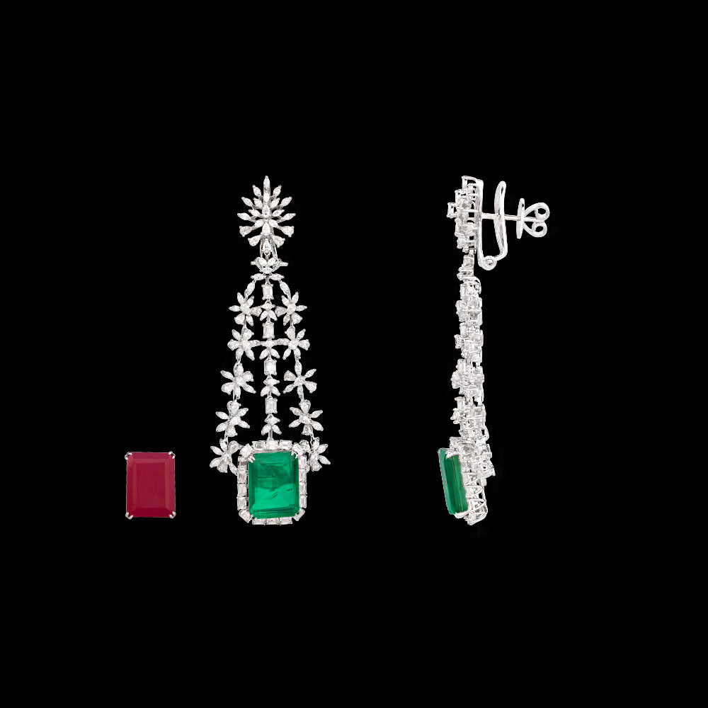 18K White Gold Diamond Jewellery - 10.617ct VVS-EF with Colour Stones