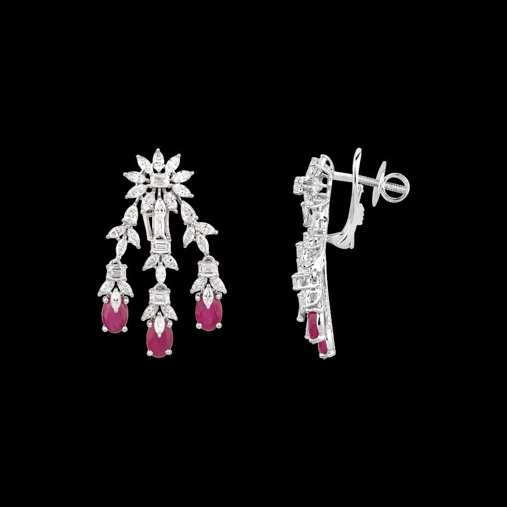 18K White Gold Diamond Jewellery - 3.01ct VVS-EF with Colour Stones