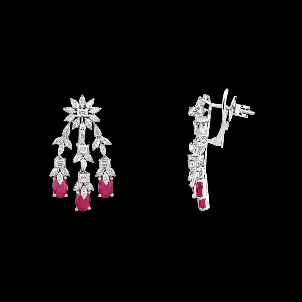 18K White Gold Diamond Jewellery - 3.13ct VVS-VS-EF with Colour Stones