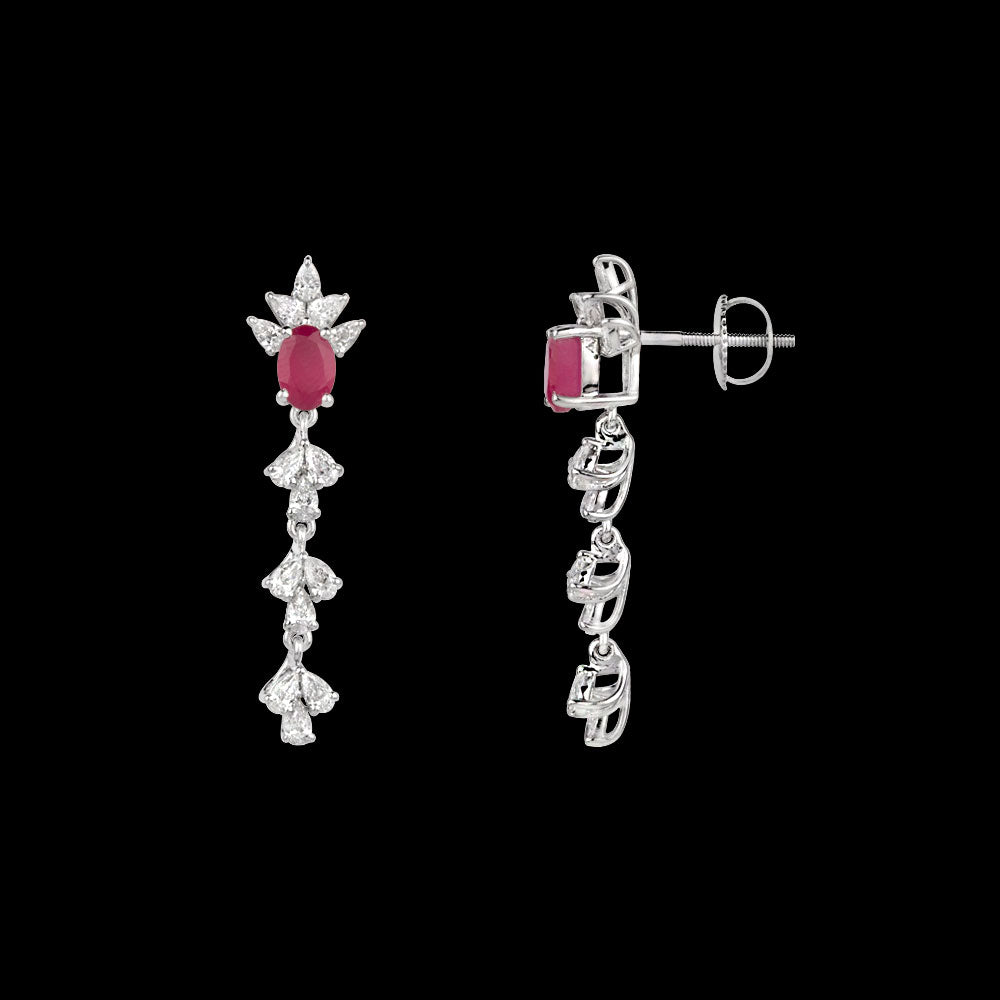 18K White Gold Diamond Jewellery - 1.26ct VVS-EF with Colour Stones