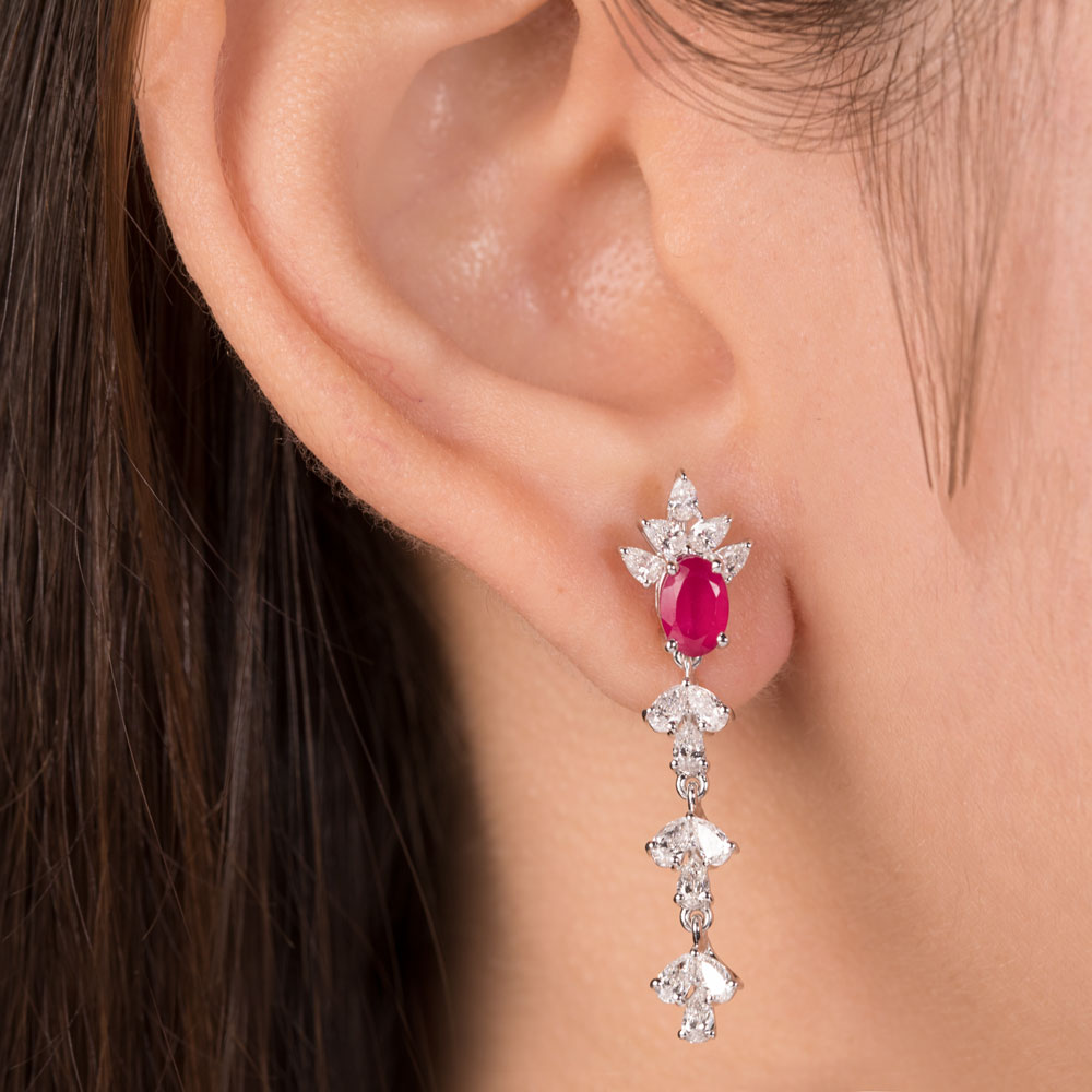 18K White Gold Diamond Jewellery - 1.26ct VVS-EF with Colour Stones