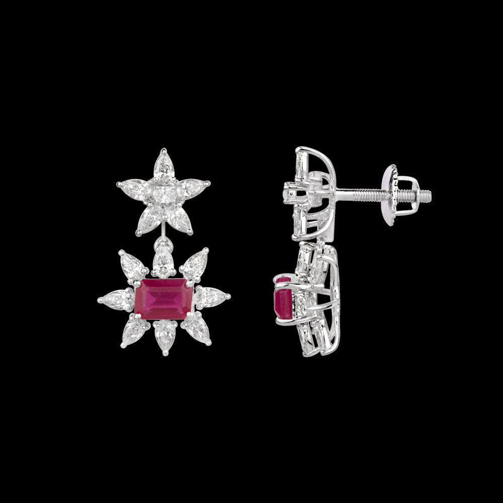 18K White Gold Diamond Jewellery - 1.34ct VVS-EF with Colour Stones