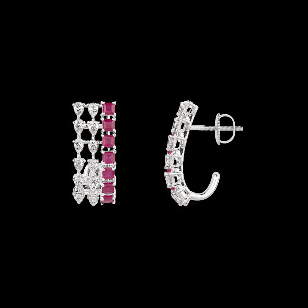 18K White Gold Diamond Jewellery - 1.23ct VVS-EF with Colour Stones