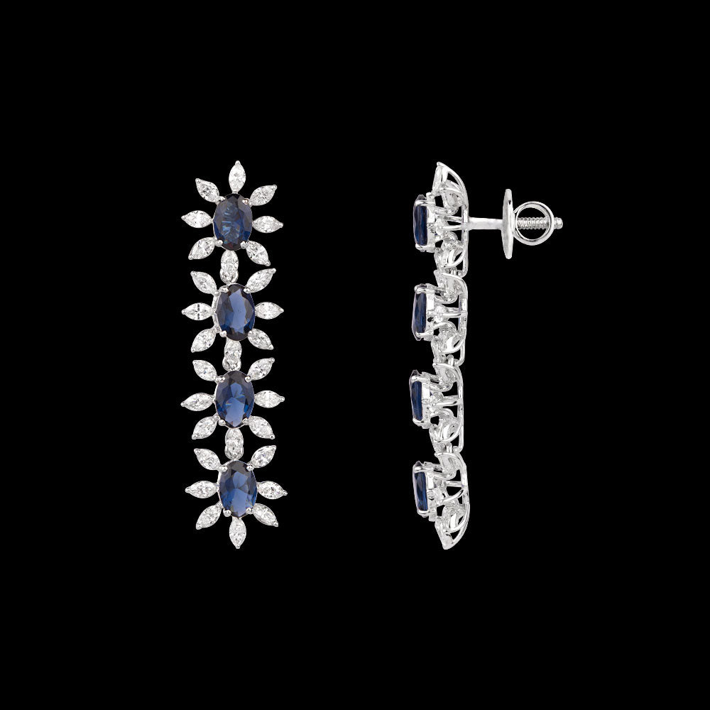 18K White Gold Diamond Jewellery - 2.15ct VVS-EF with Colour Stones