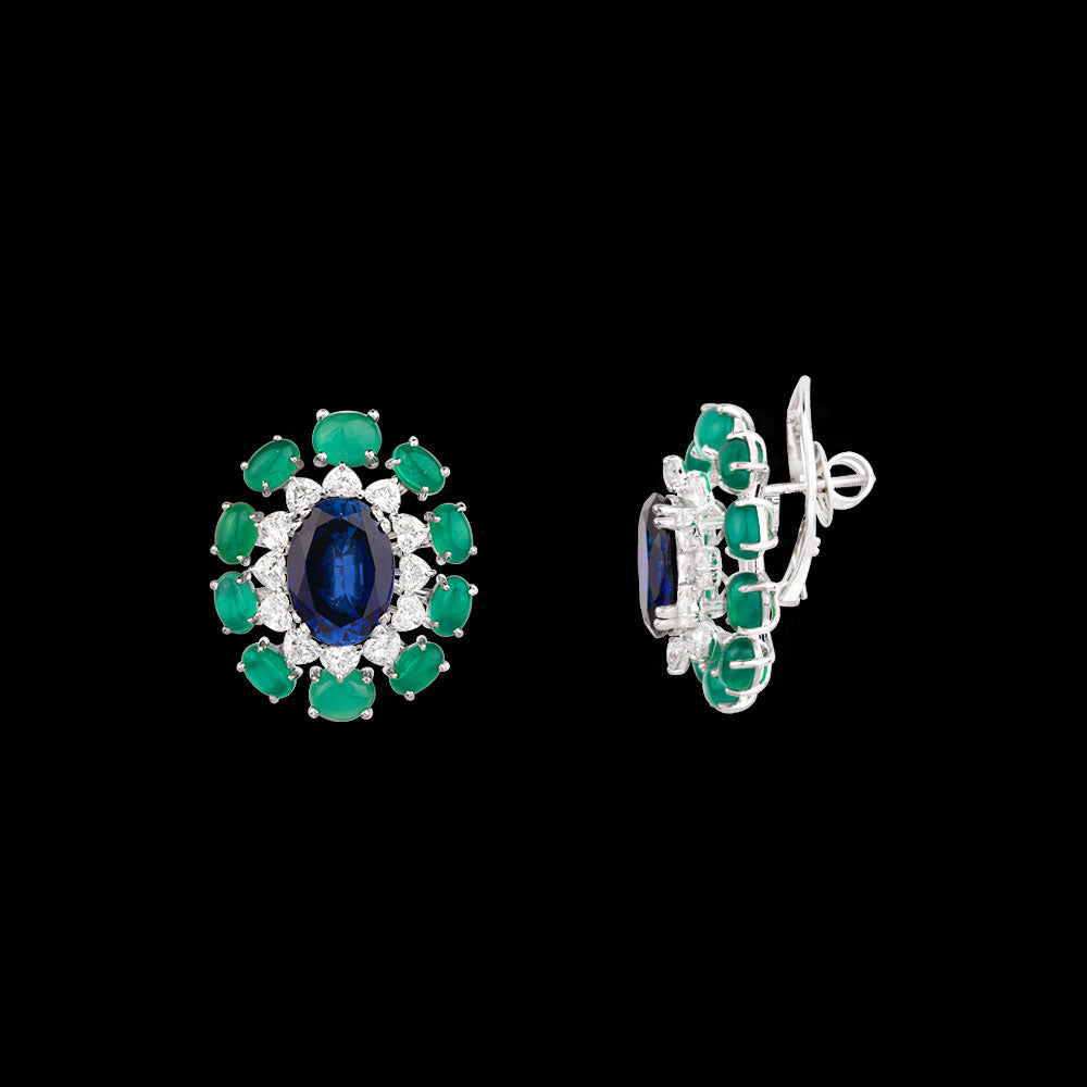 18K White Gold Diamond Jewellery - 3.94ct VVS-EF with Colour Stones
