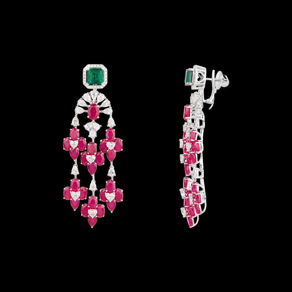 18K White Gold Diamond Jewellery - 7.51ct VVS-FG with Colour Stones