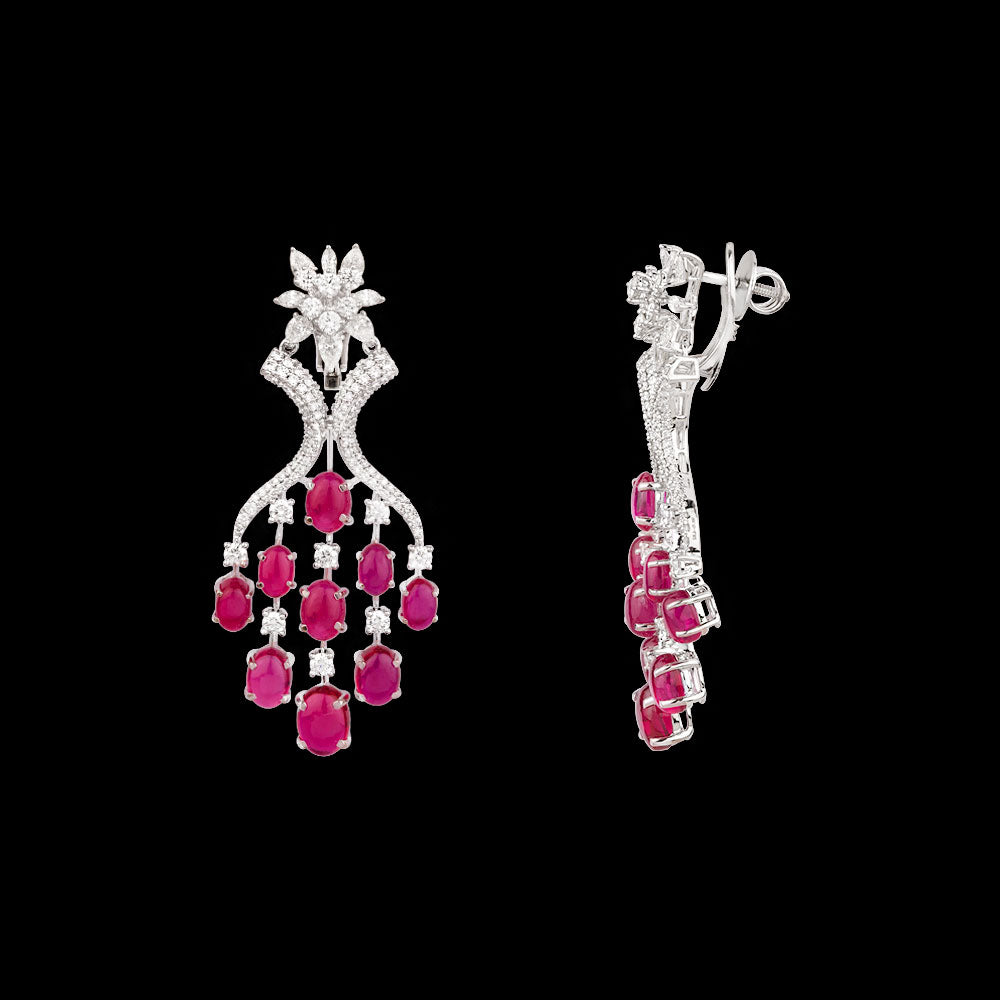 18K White Gold Diamond Jewellery - 4.52ct VVS-FG with Colour Stones