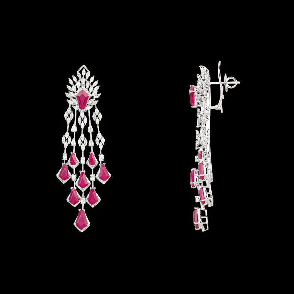 18K White Gold Diamond Jewellery - 5.74ct VVS-VS-EF with Colour Stones