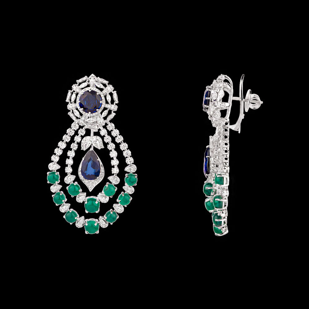18K White Gold Diamond Jewellery - 7.359ct VVS-VS-EF with Colour Stones