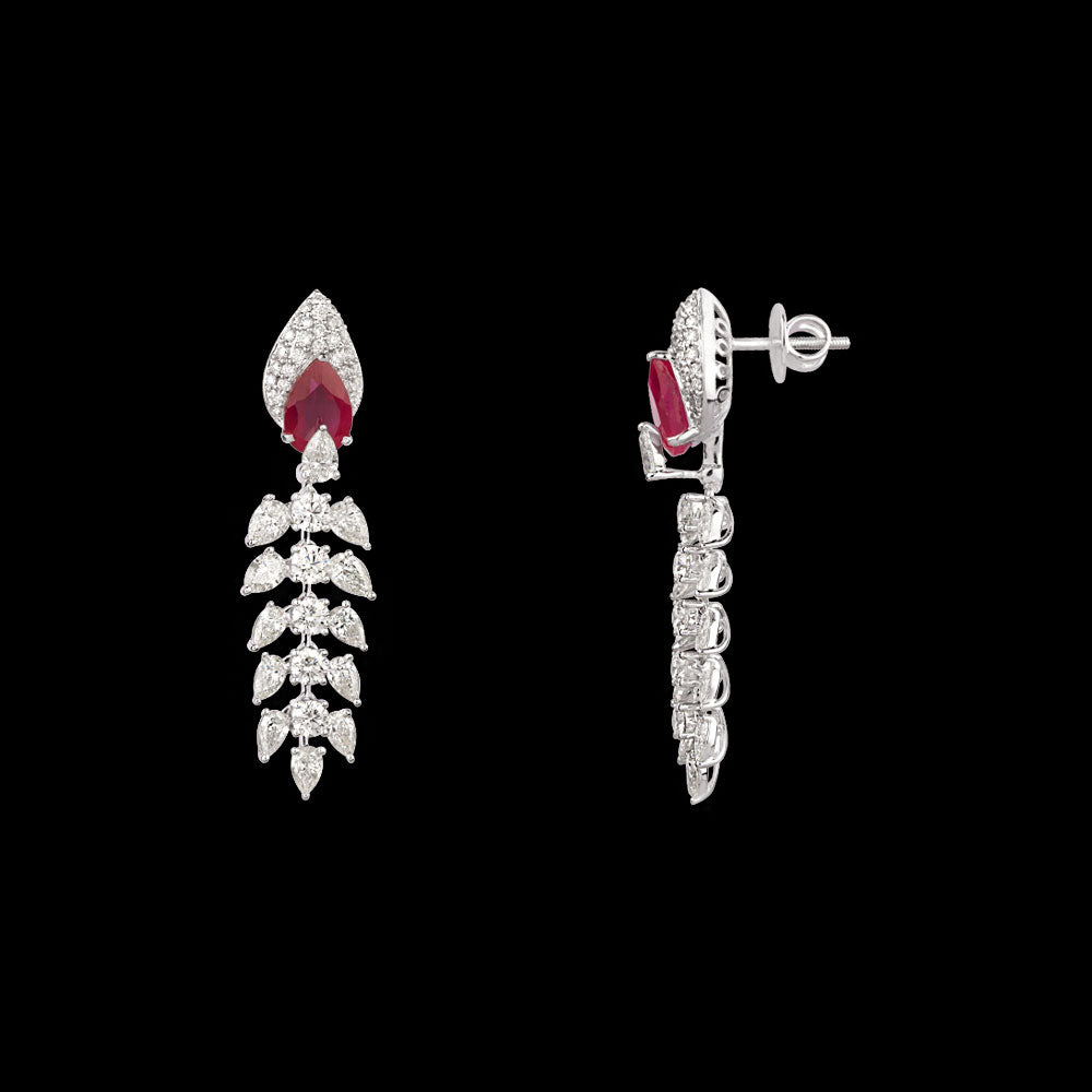 18K White Gold Diamond Jewellery - 6.957ct VVS-VS-IJ with Colour Stones
