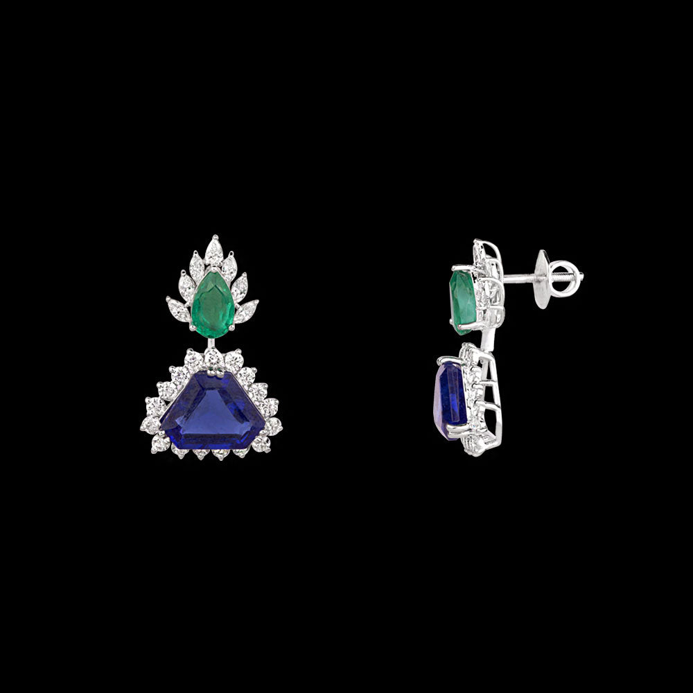 18K White Gold Diamond Jewellery - 1.94ct VVS-VS-EF with Colour Stones