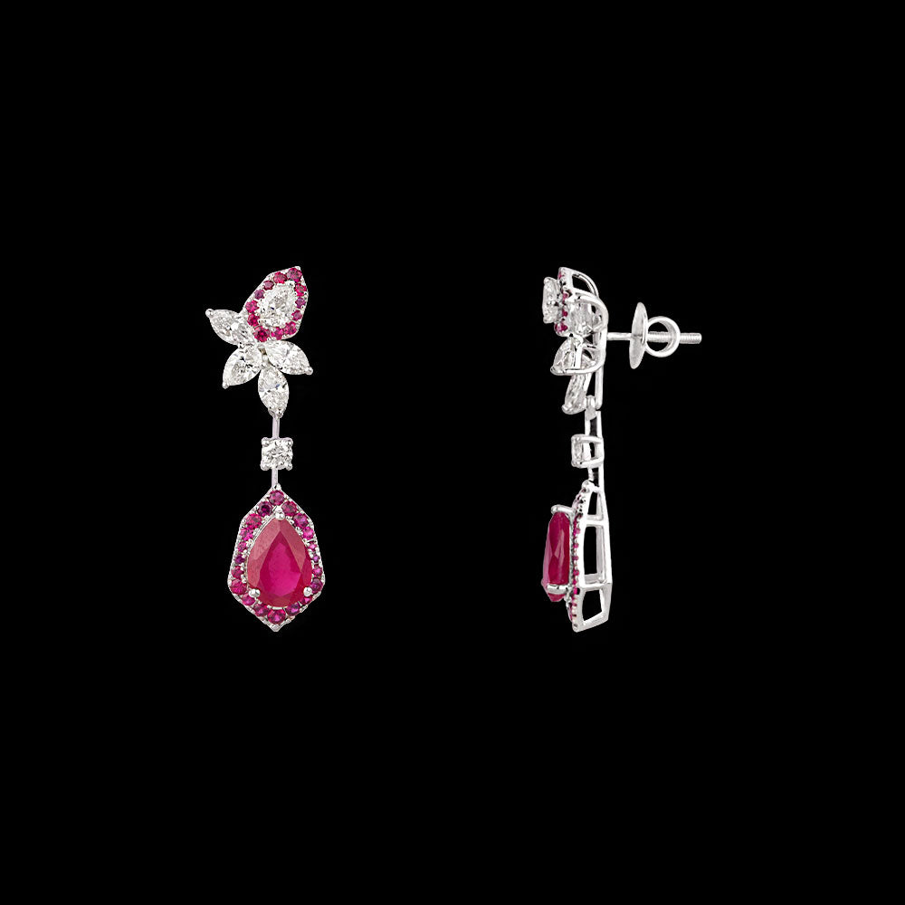 18K White Gold Diamond Jewellery - 2.777ct VVS-VS-HIJ with Colour Stones