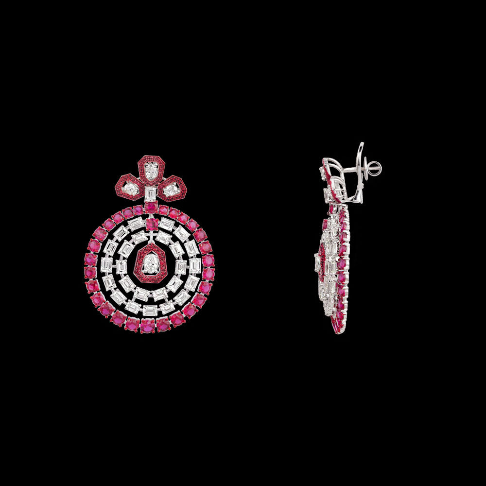18K White Gold Diamond Jewellery - 15.151ct VVS-VS-GH with Colour Stones