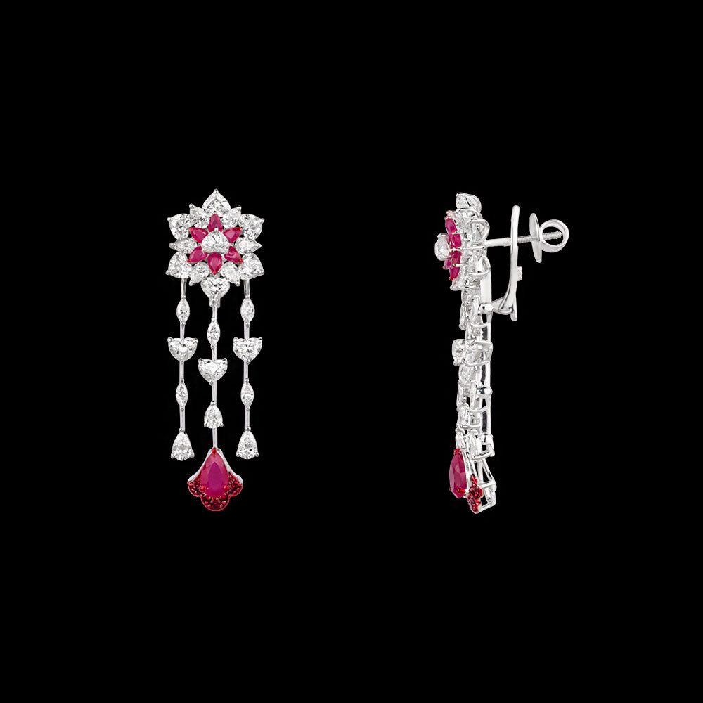 18K White Gold Diamond Jewellery - 7.08ct VVS-EF with Colour Stones