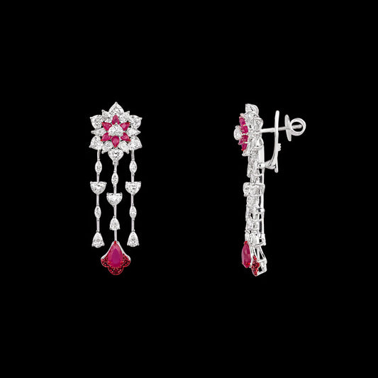 18K White Gold Diamond Jewellery - 7.08ct VVS-EF with Colour Stones