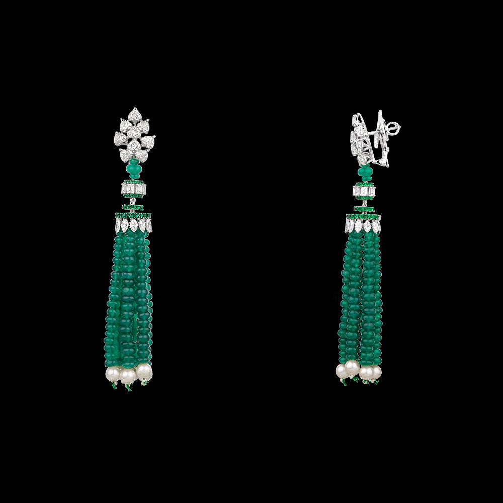 18K White Gold Diamond Jewellery - 6.384ct VVS-VS-EF with Colour Stones