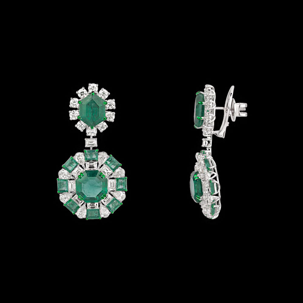 14K White Gold Diamond Jewellery - 9.245ct VVS-VS-IJ with Colour Stones
