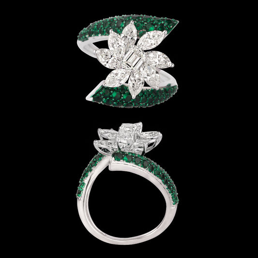 18K White Gold Diamond Ring - 1.973ct VVS-VS-HI with Colour Stones