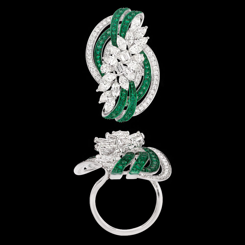 14K White Gold Diamond Ring - 4.493ct VVS-VS-HI with Colour Stones