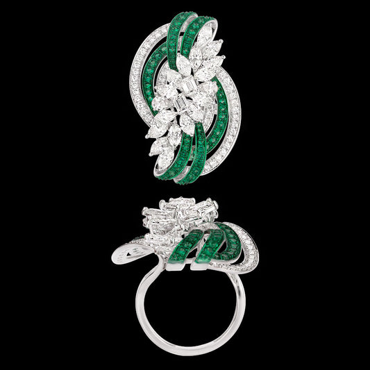 14K White Gold Diamond Ring - 4.493ct VVS-VS-HI with Colour Stones