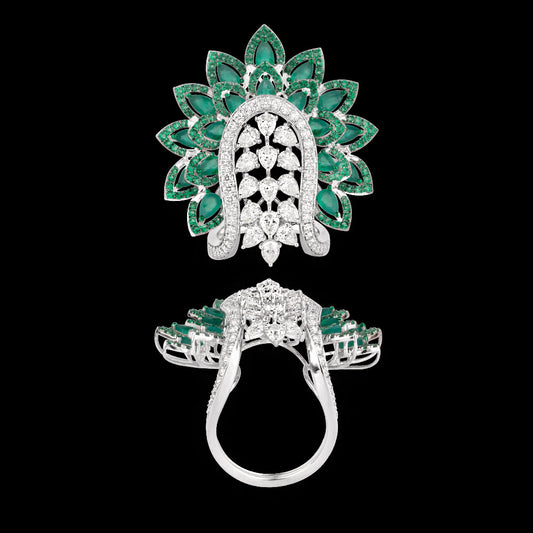 14K White Gold Diamond Ring - 2.816ct VVS-VS-IJ with Colour Stones