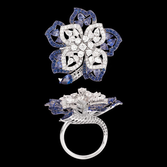 18K White Gold Diamond Ring - 1.92ct VVS-VS-EF with Colour Stones