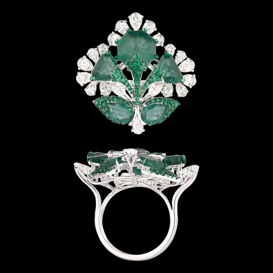 14K White Gold Diamond Ring - 2.77ct VS-SI-HI with Colour Stones
