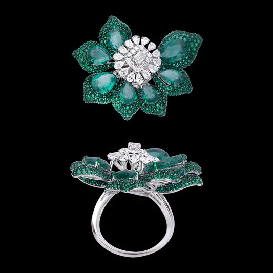 18K White Gold Diamond Ring - 1.289ct VVS-VS-EF with Colour Stones