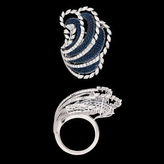 14K White Gold Diamond Ring - 3.362ct VS-SI-EF with Colour Stones