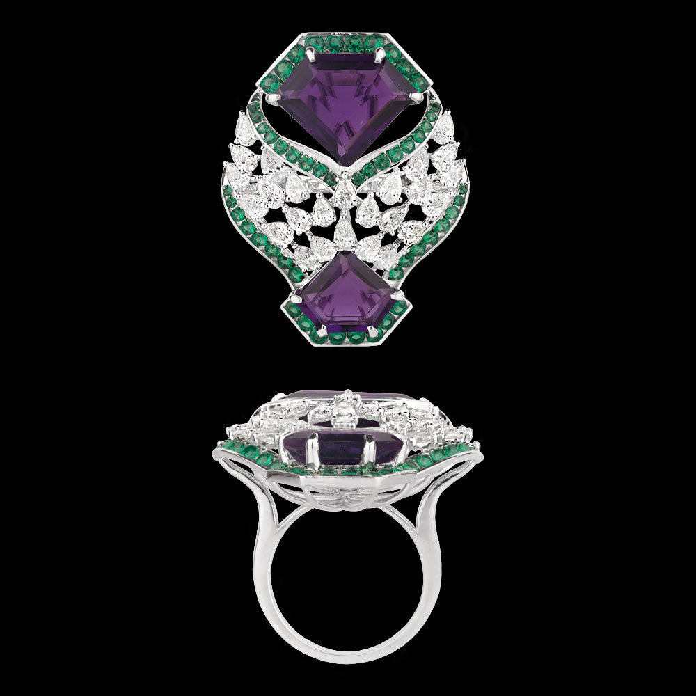 14K White Gold Diamond Ring - 2.529ct VS-SI-IJ with Colour Stones
