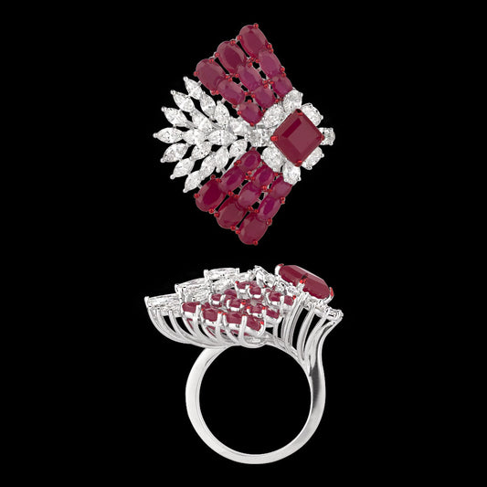 14K White Gold Diamond Ring - 2.77ct VS-SI-IJ with Colour Stones