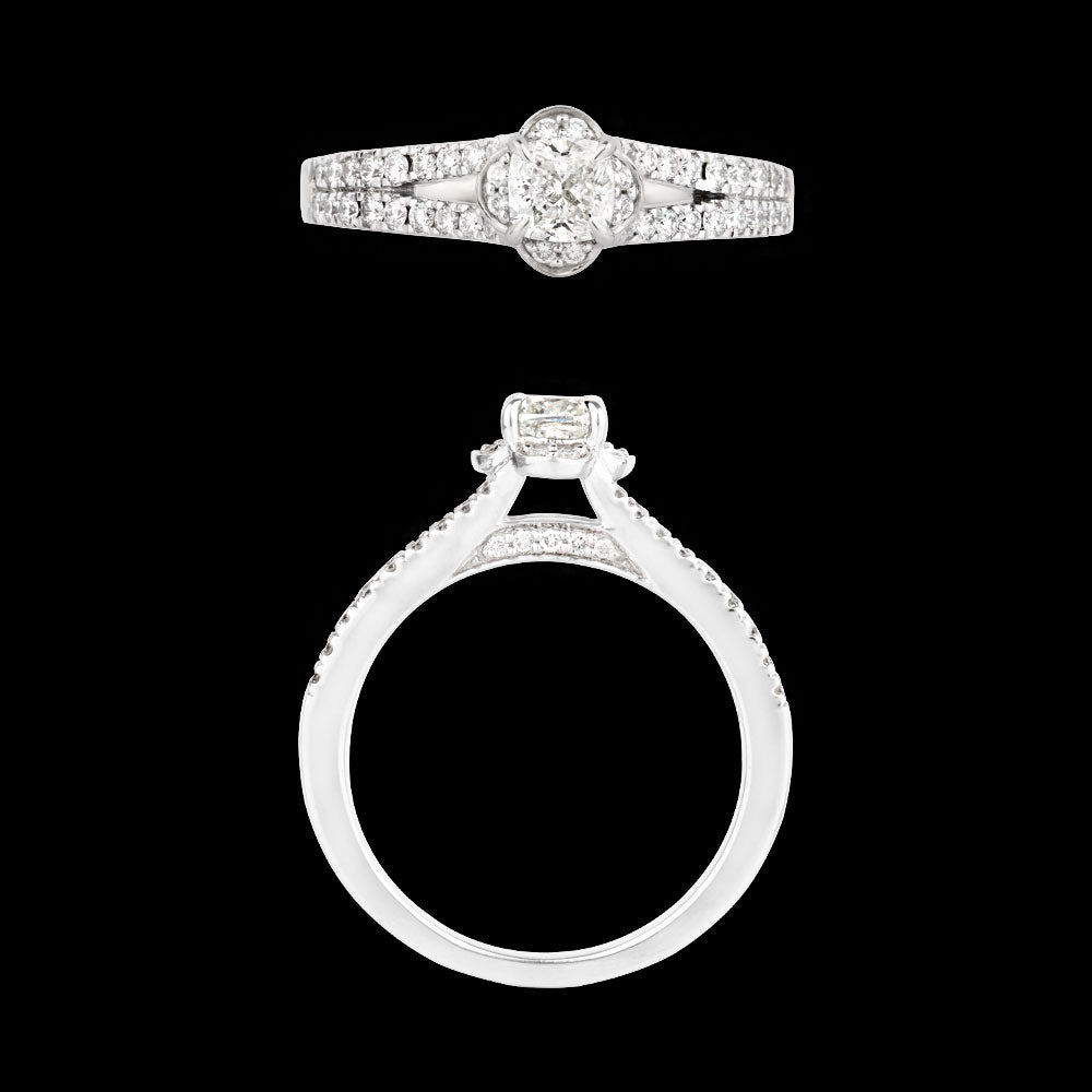 18K White Gold Diamond Ring - 0.821ct VS-SI-GH