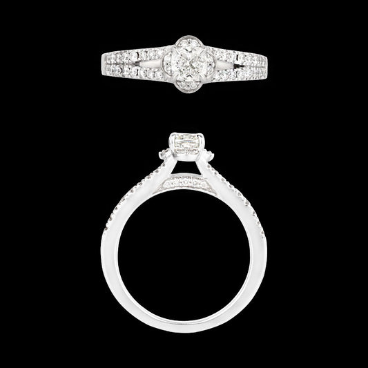 18K White Gold Diamond Ring - 0.821ct VS-SI-GH