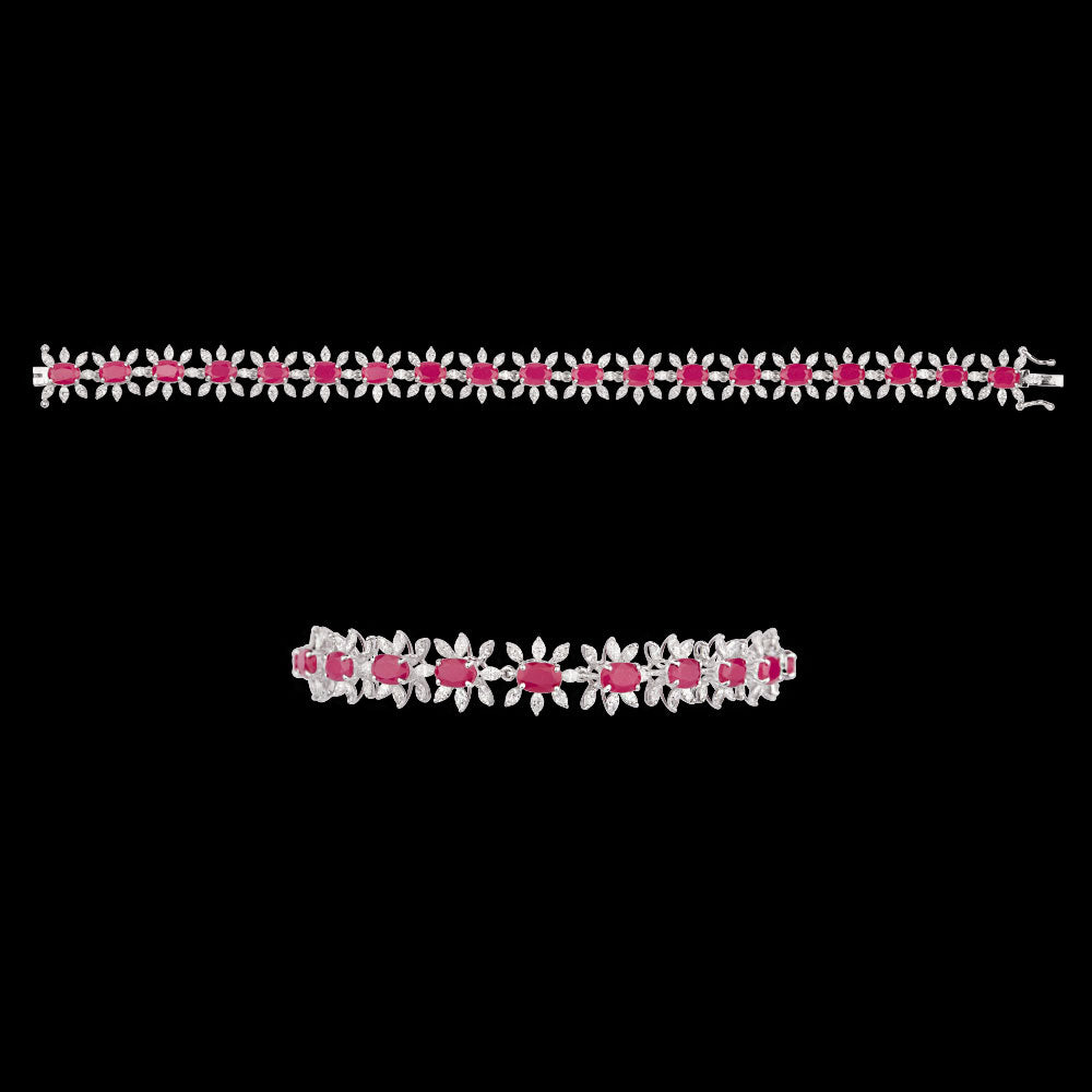 18K White Gold Diamond Bracelet - 3.98ct VVS-EF with Colour Stones