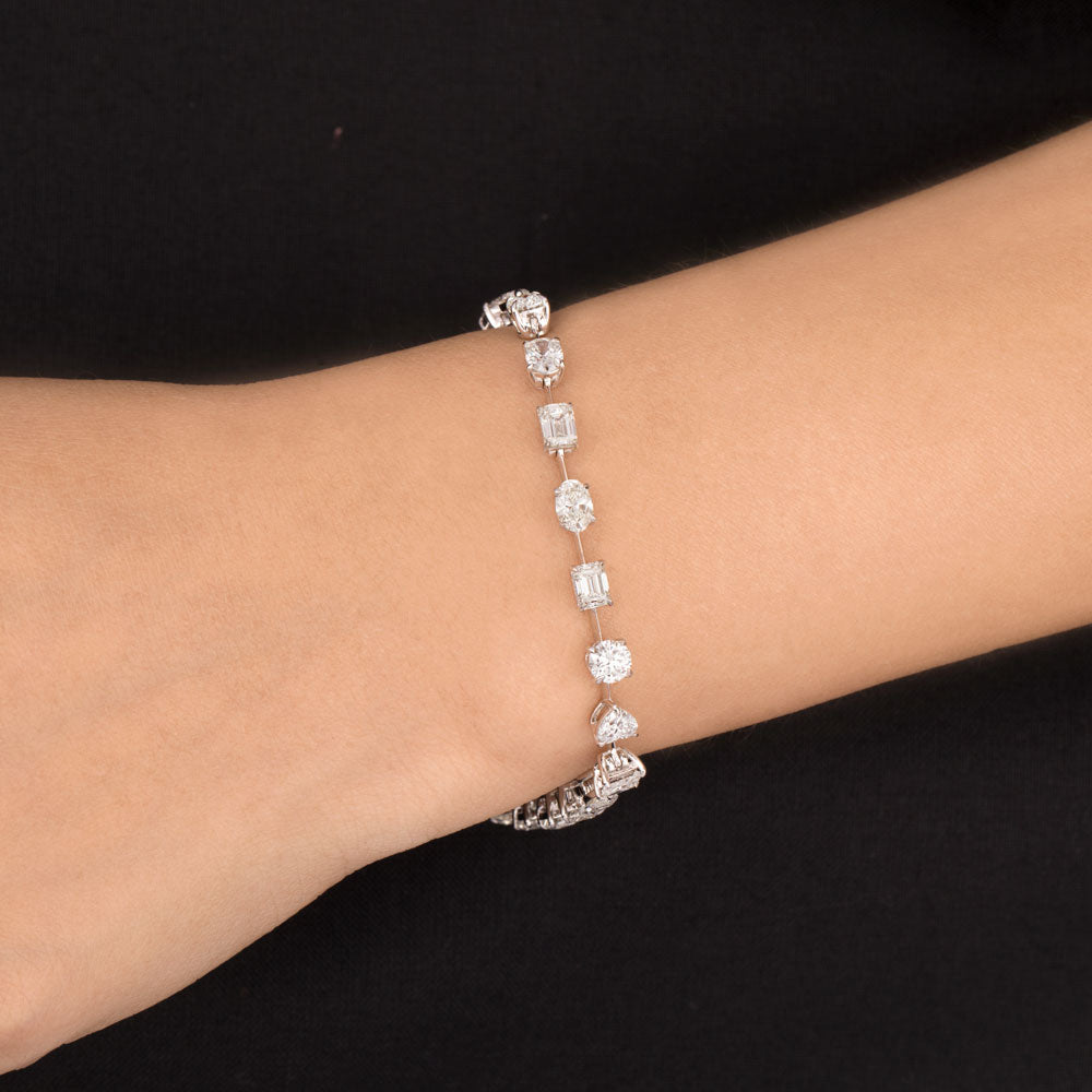 18K White Gold Diamond Bracelet - 6.885ct VVS-VS-HI
