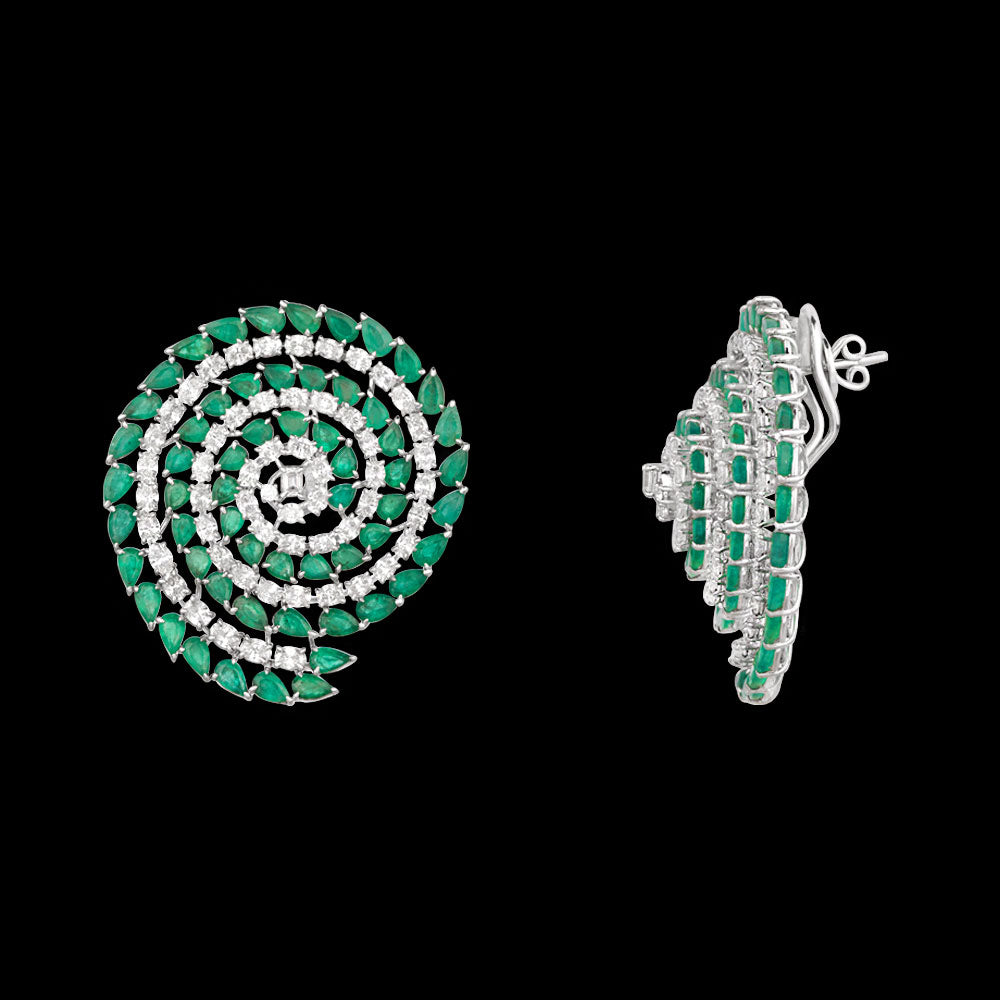 14K White Gold Diamond Earrings - 8.414ct VVS-VS-GH with Colour Stones