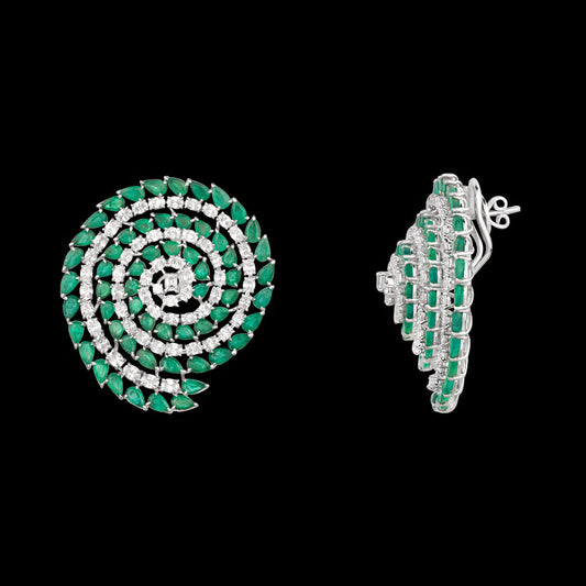 14K White Gold Diamond Earrings - 8.414ct VVS-VS-GH with Colour Stones