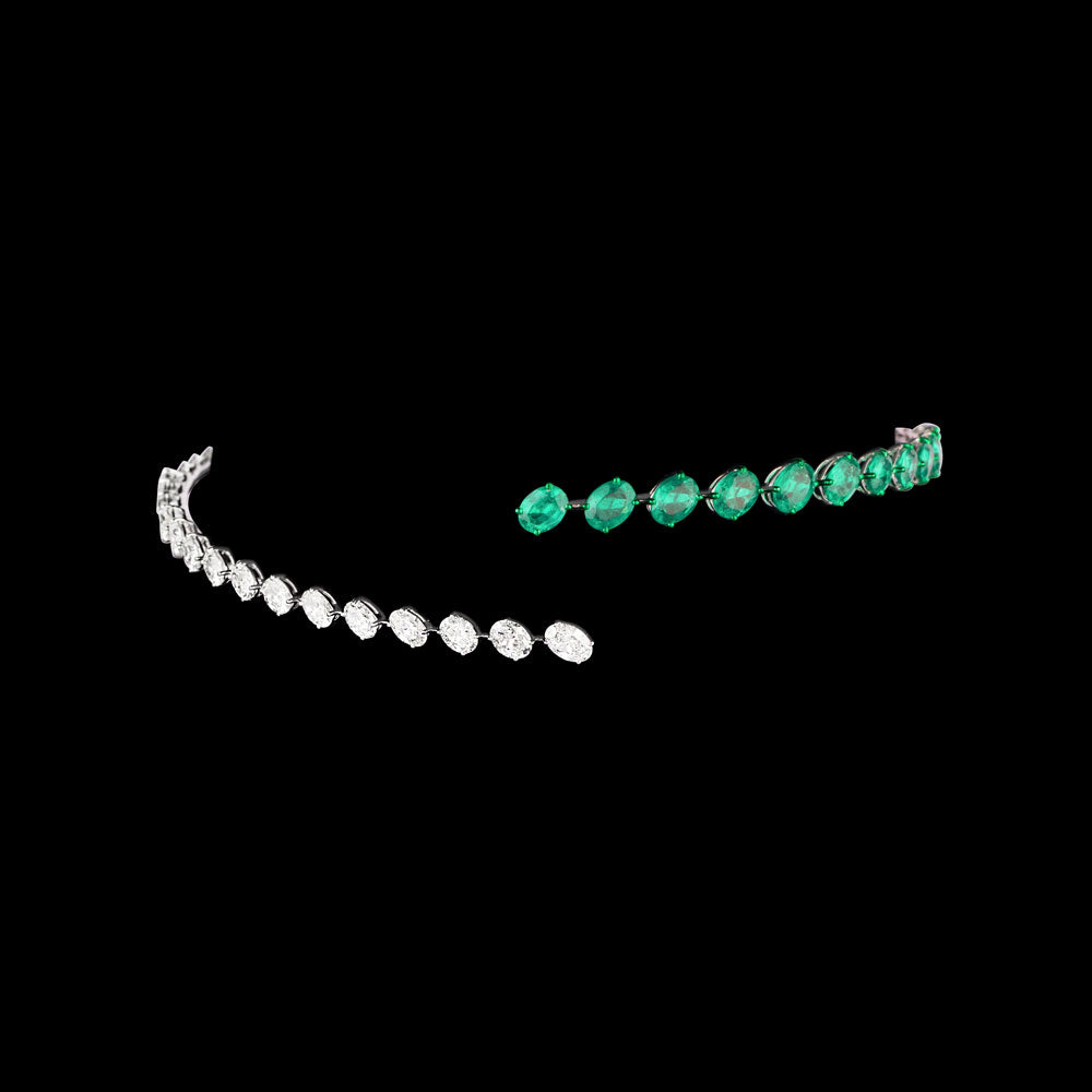 18K White Gold Diamond Necklace - 7.3ct VVS-VS-GH with Colour Stones